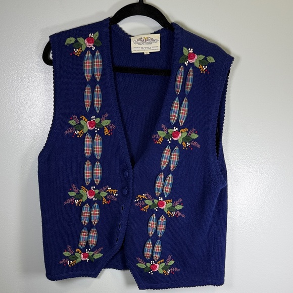 Susan Bristol Jackets & Blazers - Vintage 90’s Susan Bristol‎ Royal Blue Knit Vest Sz Large